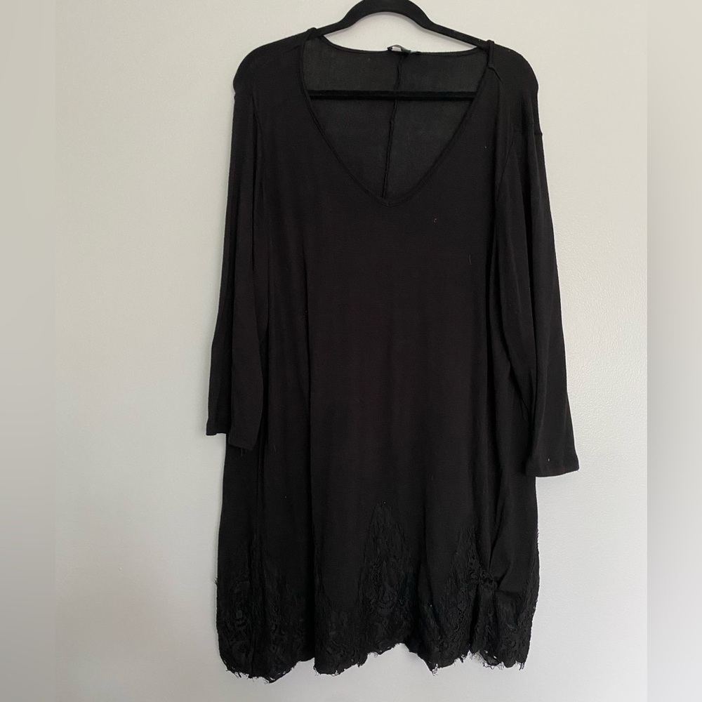 lane bryant lace hem black swing tunic sweater